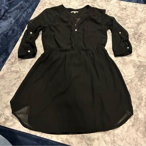Charlotte Russe Black Quarter Sleeve Sheer Knee Length Dress Size XS